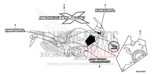 MARQUE/EMBLEME (2ED,2F,2RU,3E) VFR1200XD de 2013